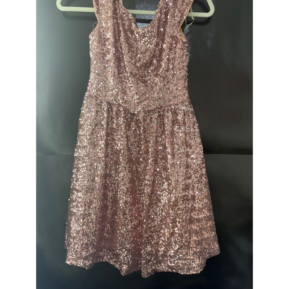 Emerald Sundae Rose Gold Sequin V-Neck Skater Dress Size 3 Homecoming Party